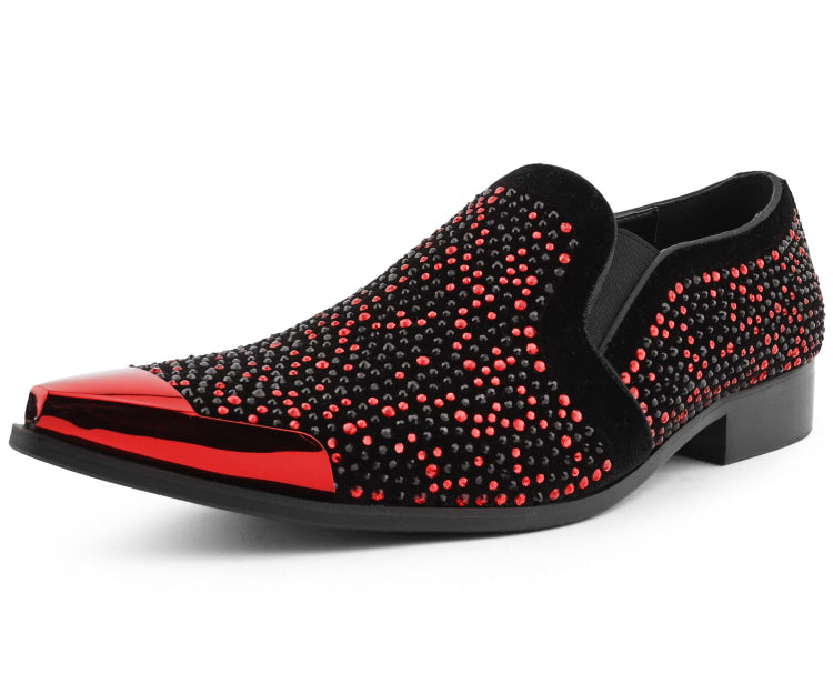Bolano Desta Mens Sz 9.5 Black Red Fashion Rhinestone Slip On Dress Loafer Shoes Amazon.com | Bolano x Amali Dezzy Rhinestone Loafers, Black  main image 3
