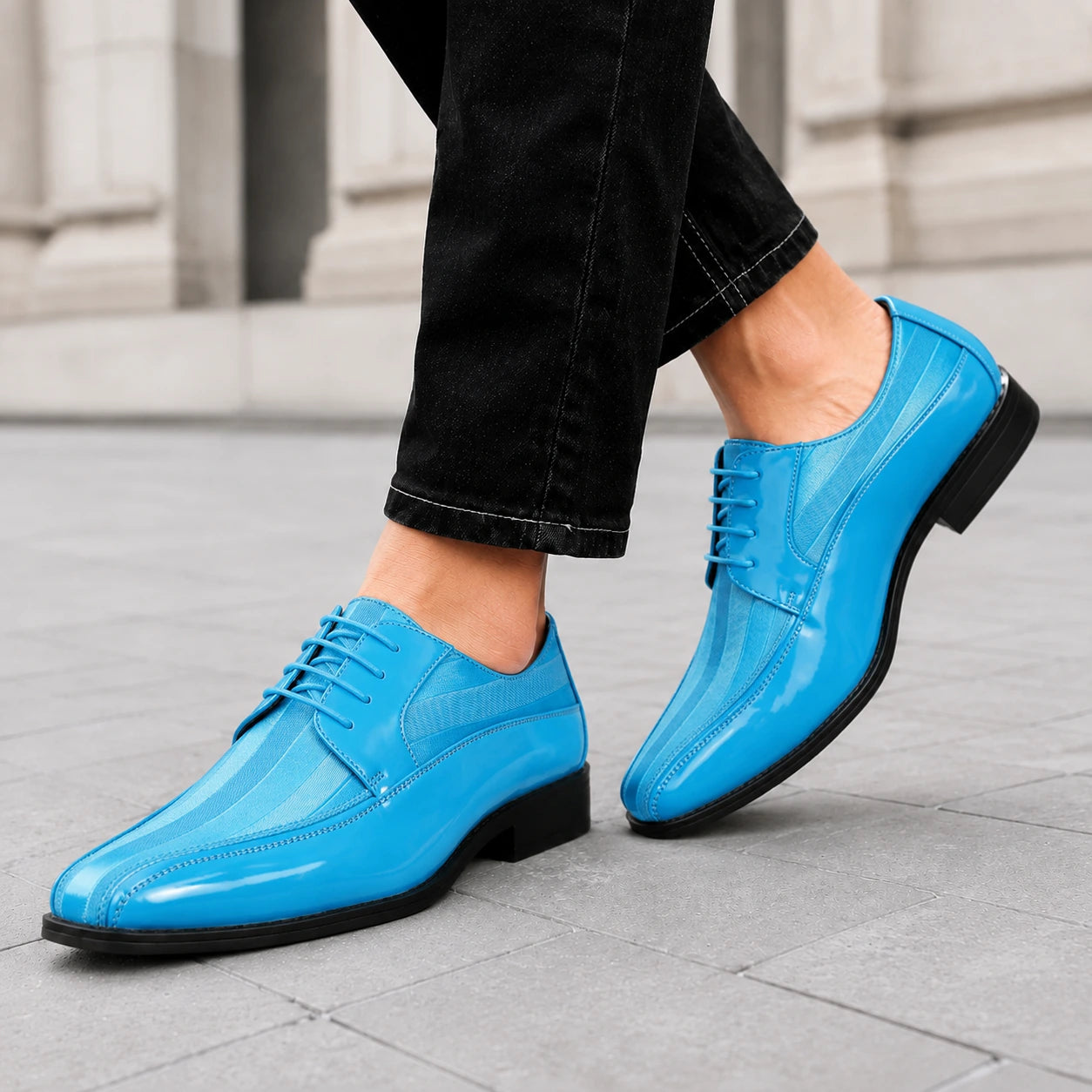 mens light blue dress shoes Turquoise ​| Patent Derby A refined laceless design cocktail and party sequin dress short Color:Turquoise Purple Sequin Party Mini
