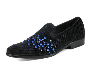 royal blue and black dress shoes Royal Shoes Royal Blue W/Gold Spikes & Lion Head Red Bottom Slip-on Prom Shoe