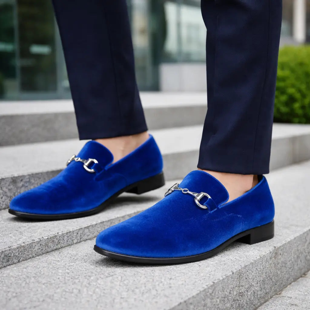 blue velvet mens dress shoes Men's Velvet Patent Leather Slip-on Dress Shoes Business and Parties formal Events Smoking Slippers Loafers Size 38-48 Dark Blue