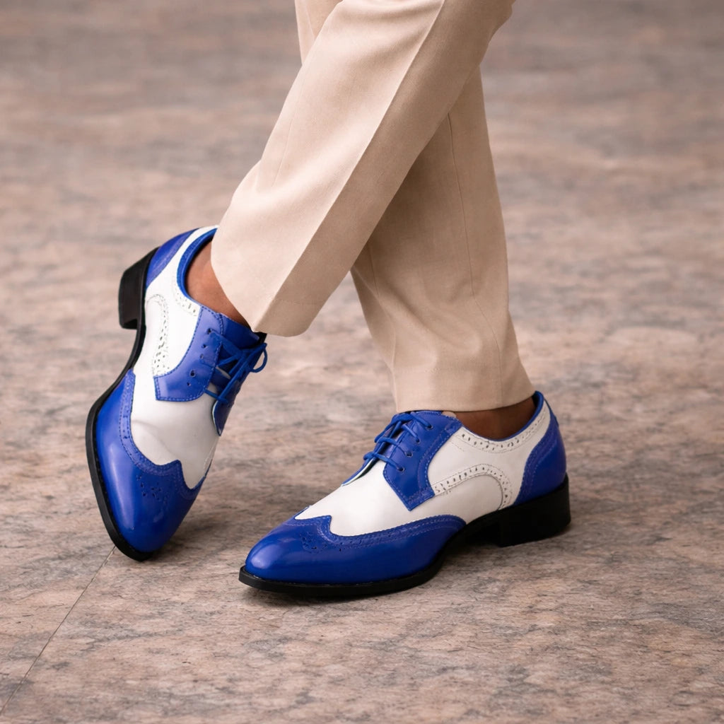 Blue and White Mens Dress Shoes | Derby Elegance | Bolano Royal Blue / 13 Blue and White Mens Dress Shoes | Derby Elegance | Bolano Royal Blue / 13