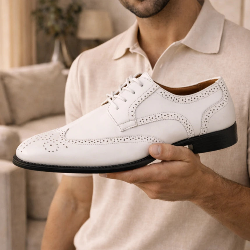White Men Dress Shoes | Classic Derby Elegance | Bolano White / 10 White Men Dress Shoes | Classic Derby Elegance | Bolano White / 10