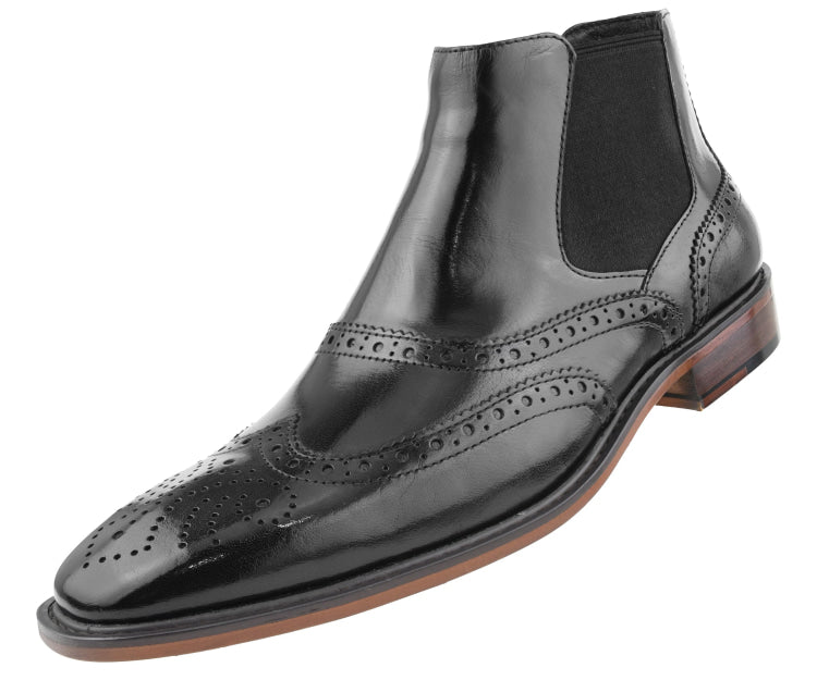 Black Wingtip Leather Boots Just Men's Shoes – Just Men's Shoes