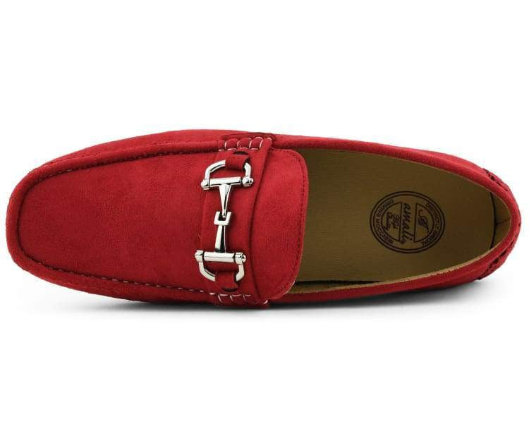 red suede dress shoes mens New Men's Dress Shoes Red Suede Slip On Loafers Modern Round Toe By AZAR MAN