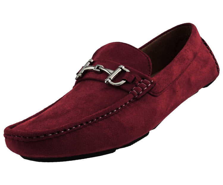 Amali Men's Microfiber Slip-On with Chain Ornament - Burgundy