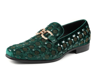 Amali Roman green velvet loafers main