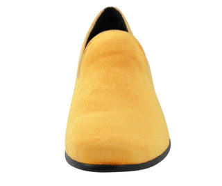 Velvet slippers for men best men's slip on dress shoes yellow amali aries front
