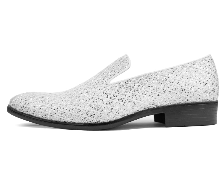 Mens Glitter Loafers | Bolano Sarlo | Just Mens Shoes White / 8.5 Mens Glitter Loafers | Bolano Sarlo | Just Mens Shoes White / 8.5