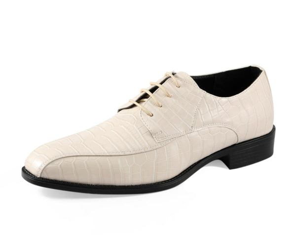 Cream Dress Shoes | Crocodile Print
