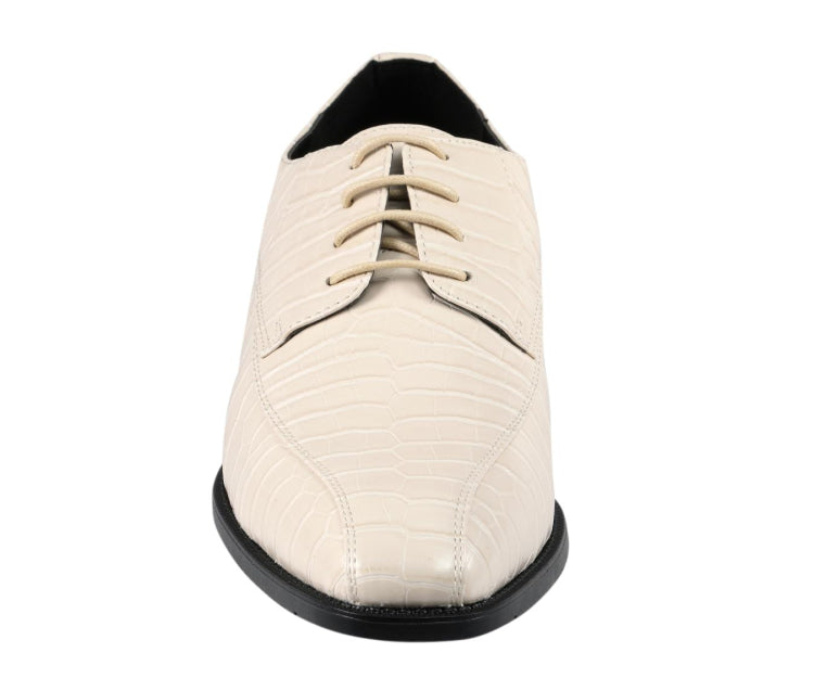 Cream Dress Shoes | Crocodile Print | Just Men`s Shoes Cream / 9 Cream Dress Shoes | Crocodile Print | Just Men`s Shoes Cream / 9