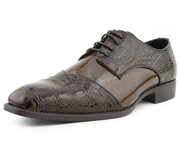 Bolano Mens Dark Brown Cap Toe Oxford Shoes Size‎ 13 Bolano Bandit Brown Crocodile Print Dress Shoes Non-Slip  main image 4