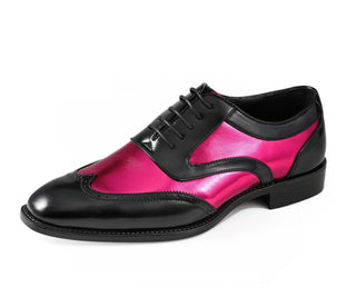 pink and black dress shoes for men Fuchsia Mens Metallic Two Tone Oxford Dress Shoe Lace Up Spectators Formal