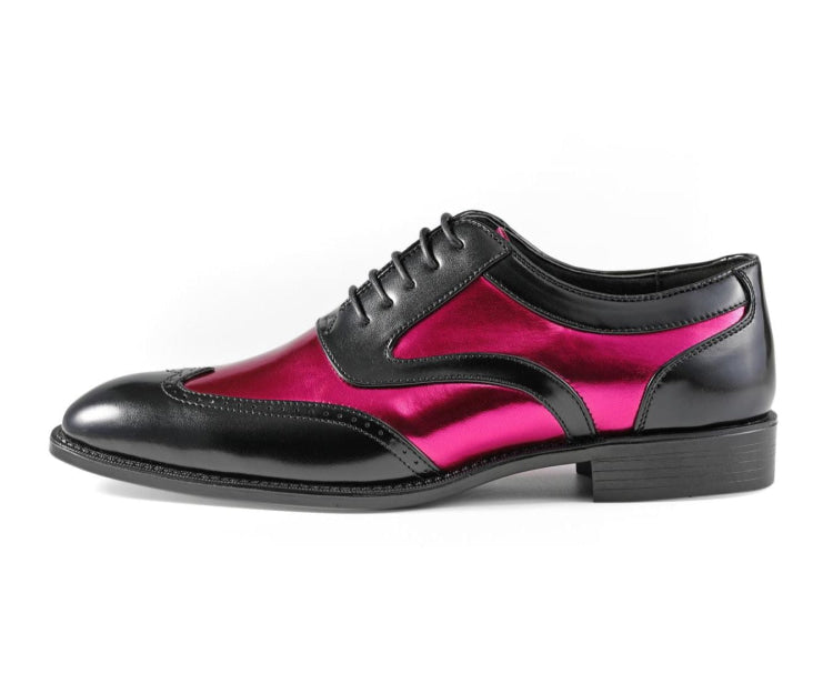 black dress hot pink shoes Oxfords