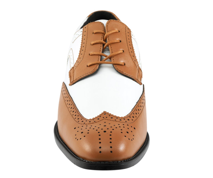 brown and white mens dress shoes Lawrence Men's Vintage Spectator Shoes (Brown/Ivory) American Duchess