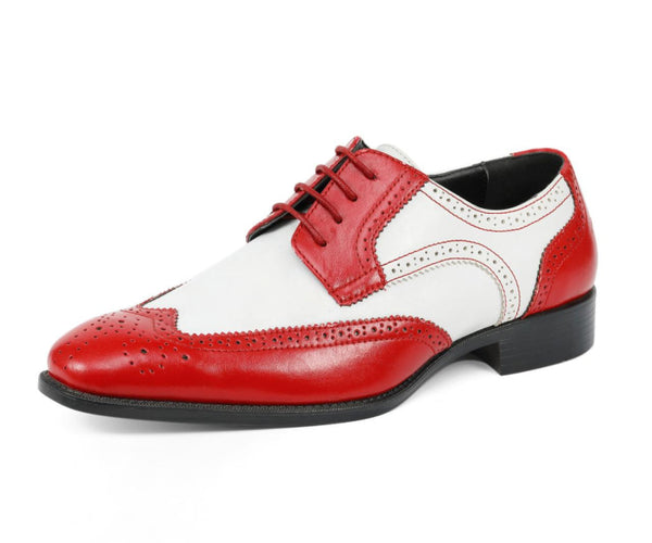 Mens Red and White Dress Shoes | Derby Elegance