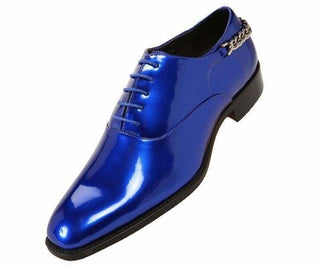 Chainz Oxford With Gold Cuban Style Chain On Back Of Heel Oxfords Royal Blue / 10
