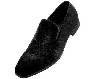 Jay Mens Velvet Smoking Slippers In Paisley Dress Shoes Smoking Slippers Black / 10