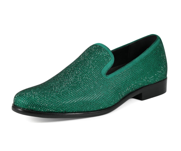 Green Rhinestone Loafers | Sparkly Flair | Just Men`s Shoes Green / 12 Green Rhinestone Loafers | Sparkly Flair | Just Men`s Shoes Green / 12