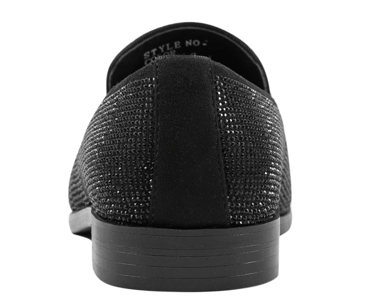 black rhinestone dress shoes Black Heeled Shoes With Rhinestone Pointed Design