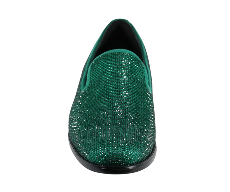 Green Rhinestone Loafers | Sparkly Flair | Just Men`s Shoes Green / 12 Green Rhinestone Loafers | Sparkly Flair | Just Men`s Shoes Green / 12