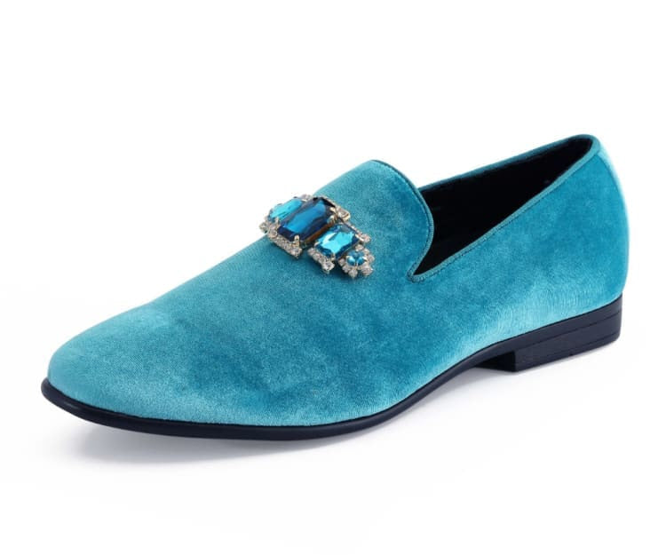 Turquoise Smoking Slippers Velvet Style Just Men`s Shoes