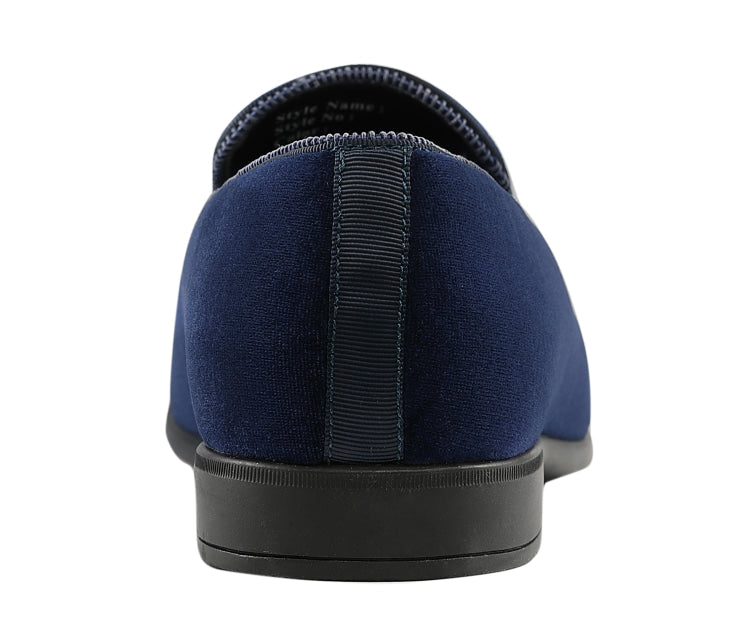 navy blue velvet dress shoes Amazon.com | AZAR MAN Men's Dress Shoes Loafer with Gold Buckle Slip On (Navy Blue, us_Footwear_Size_System, Adult, Men, Numeric, Medium, Numeric_7)