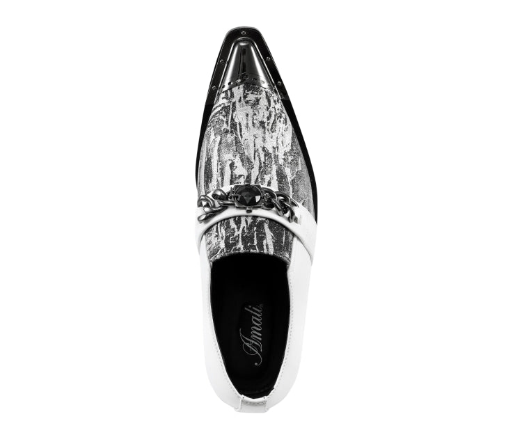 Metal Tip Dress Shoes | Men Pointed Toe Design | Amali Nevil White / 9 Metal Tip Dress Shoes | Men Pointed Toe Design | Amali Nevil White / 9