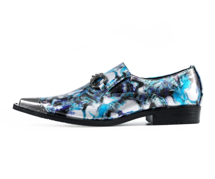 Mens Pointed Toe Dress Shoes | Metal Tip | Just Men`s Shoes Black/Blue / 10.5 Mens Pointed Toe Dress Shoes | Metal Tip | Just Men`s Shoes Black/Blue / 10.5