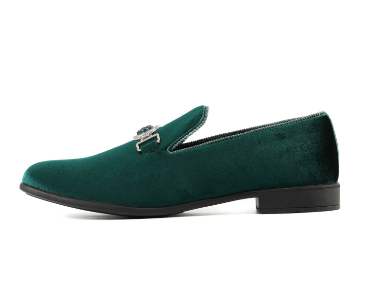 Green Velvet Loafers | Antonio by Amali | Just Men`s Shoes Green / 7.5 Green Velvet Loafers | Antonio by Amali | Just Men`s Shoes Green / 7.5