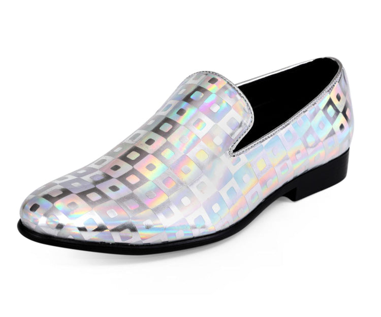 Men's Fashion Silver Loafers Retro Shoes Amali Shoes – Just