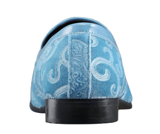 Amali Throne sky blue velvet dress shoes back