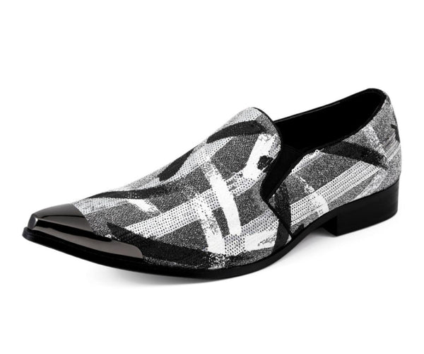 black silver dress shoes Mens Glitter | Smoking Slippers Bring a timeless silhouette Beden:44 sexy sequin dresses Velvet Bit Slip On
