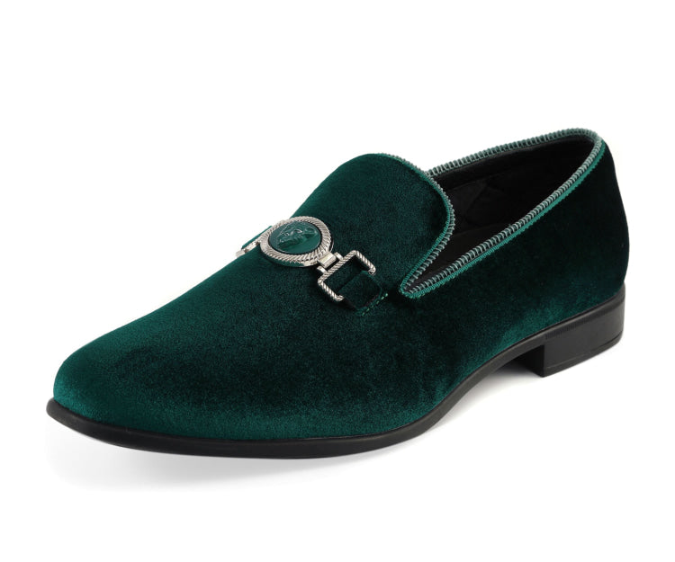 Green Velvet Loafers | Antonio by Amali | Just Men`s Shoes Green / 7.5 Green Velvet Loafers | Antonio by Amali | Just Men`s Shoes Green / 7.5