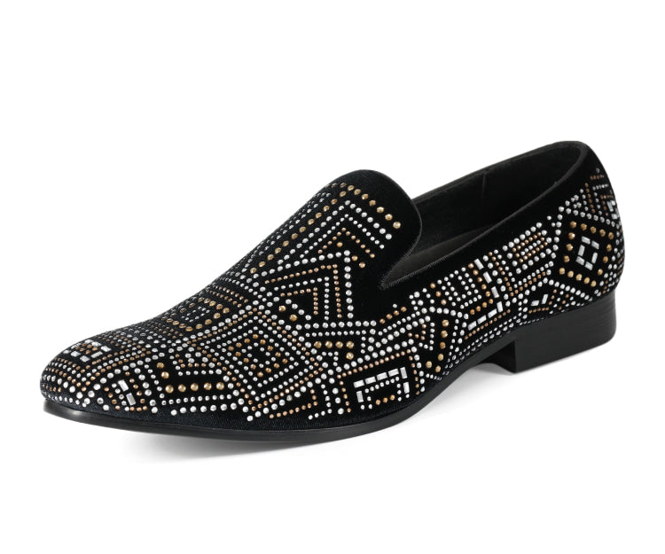 Black Rhinestone Loafers | Amali Enzo