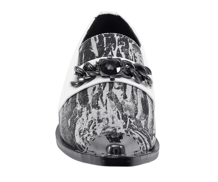 metallic silver mens dress shoes Mens Elegant Silver Glossy Textile Loafers Dress Shoes After Midnight 6979