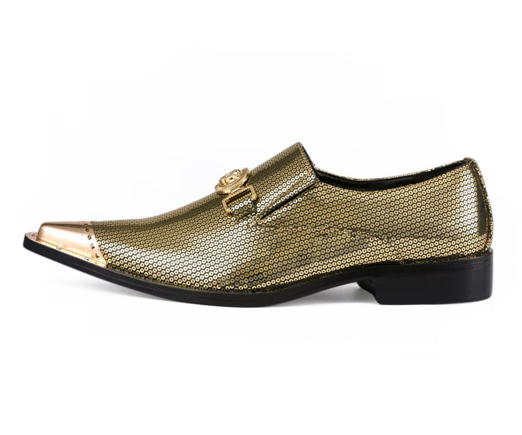 sequin dress shoes men Silver Sparkle Slip On Men's Shoes, 10