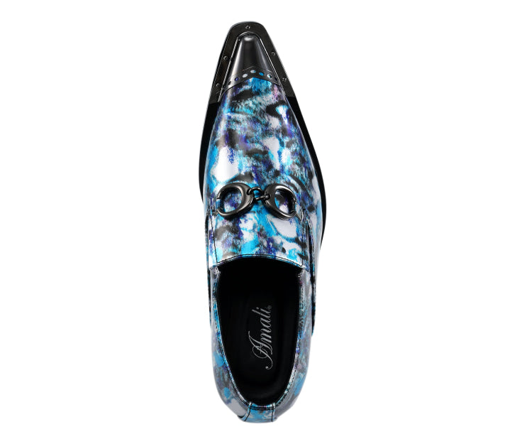 Mens Pointed Toe Dress Shoes | Metal Tip | Just Men`s Shoes Black/Blue / 10.5 Mens Pointed Toe Dress Shoes | Metal Tip | Just Men`s Shoes Black/Blue / 10.5