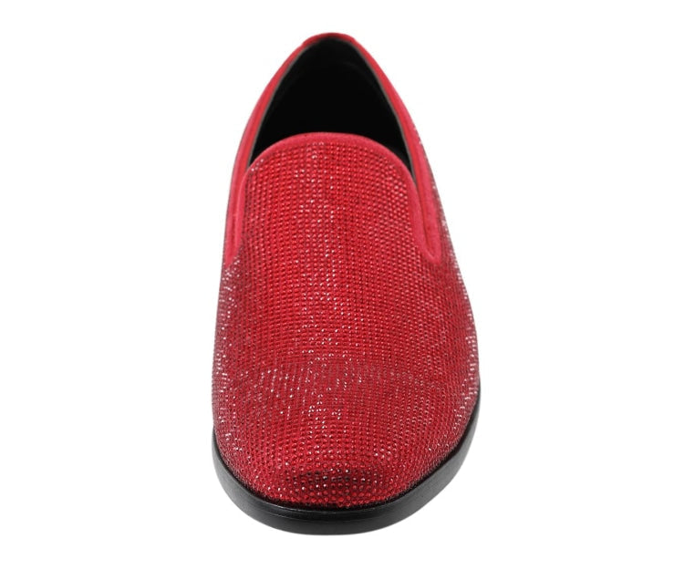 Red Rhinestone Loafers Sparkly Flair Just Men`s Shoes – Just