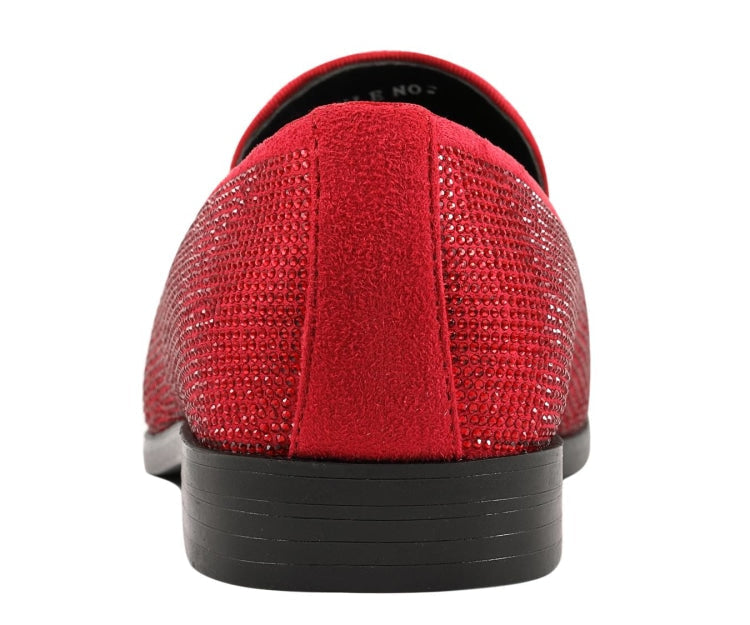 red shiny dress shoes Red Rhinestone Loafers | Sparkly Flair