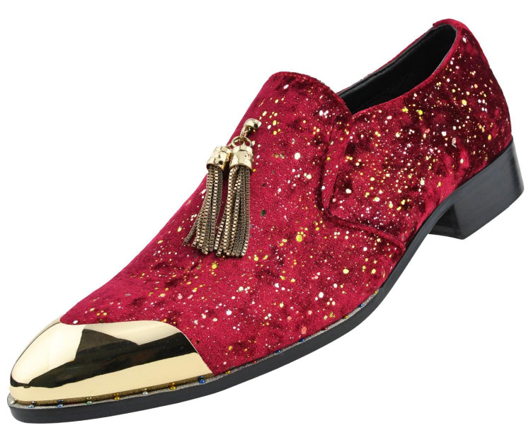 red and gold dress shoes Men's RED Velvet Slip On Gold Buckle Dress Shoes Loafers Formal By AZARMAN