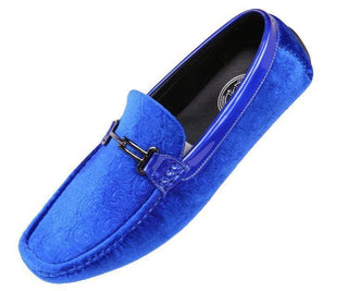 Roberto Embossed Velvet And Patent Driving Moccasin Driving Moccasins Royal Blue / 10