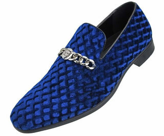 Royal Shoes Men's Silver Spikes Smoking Slip-On Dress Prom Shoes