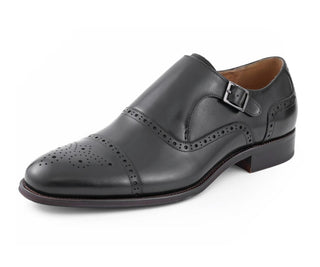 AG416 028 Asher Green Men Dress Shoes Leather Monk Strap Black
