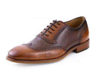 AG1022 asher green mens shoes leather wing tip brown oxford