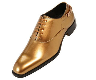 Chainz Oxford With Gold Cuban Style Chain On Back Of Heel Oxfords Gold / 10