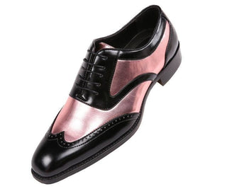 Lawson Two-Tone Metallic Black Smooth Lace Up Oxford Dress Shoe Oxfords Rose Gold / 10