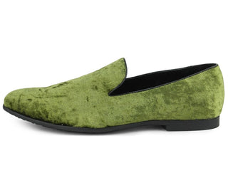 Amali Men's Sleek Smoking Slipper Loafer with a Crushed Velvet Design Dress Shoes, Style Hauser2