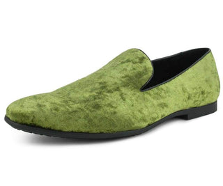 Amali Men's Sleek Smoking Slipper Loafer with a Crushed Velvet Design Dress Shoes, Style Hauser2
